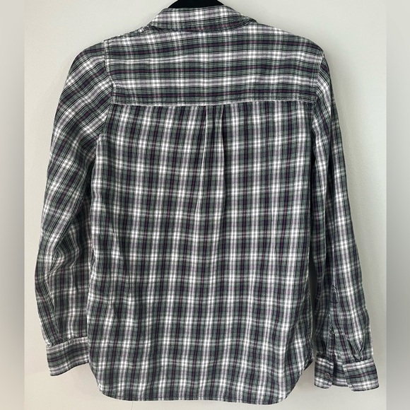 Madewell Sz Sm Green Classic Plaid Boyfriend Fall Flannel Button Up Long Sleeve - Picture 2 of 8